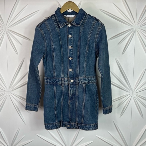 ZARA Denim Button Mini Dress ✨NWOT✨ - Picture 12 of 14